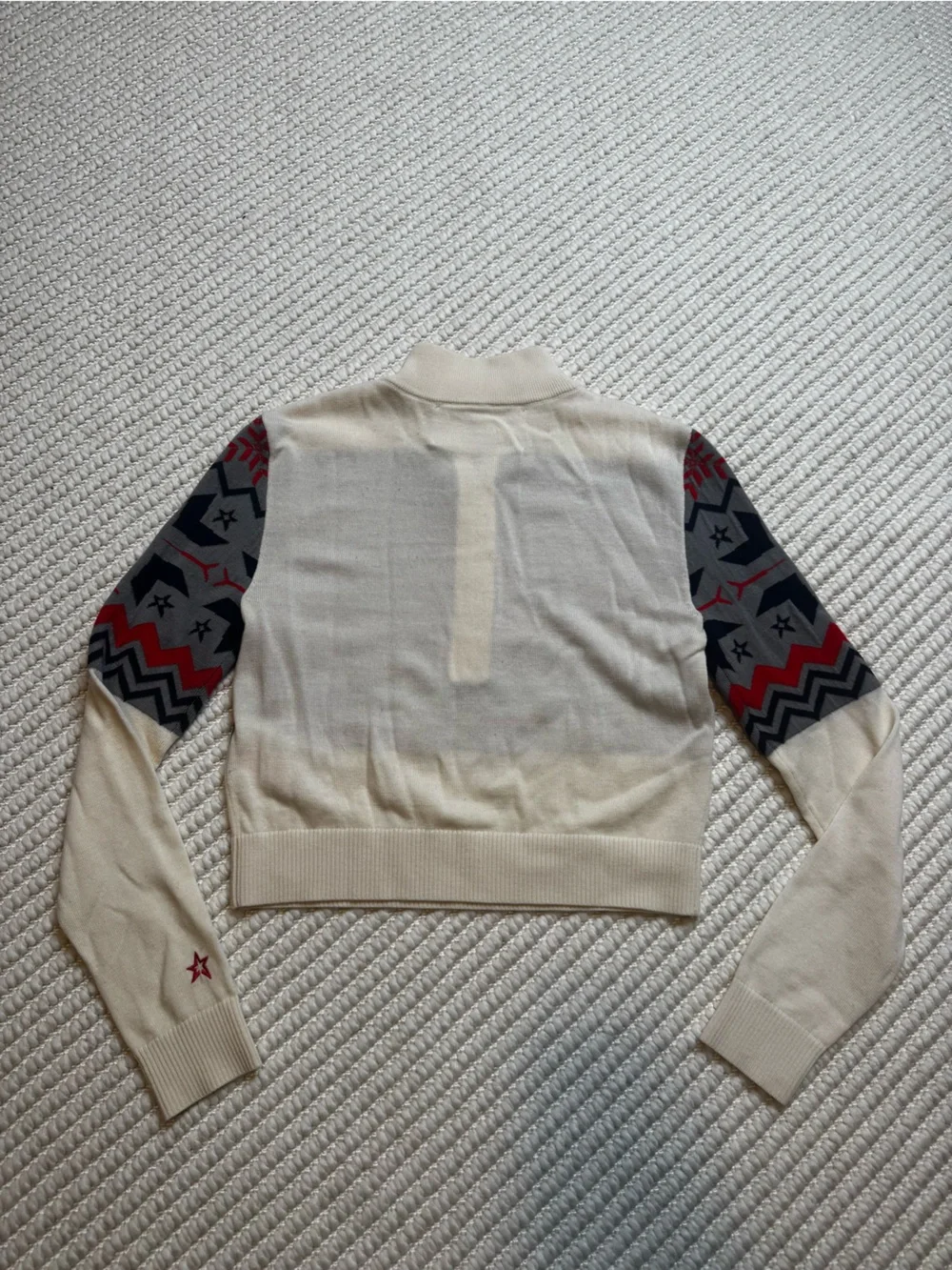 Perfect Moment Nordic Half Zip Sweater in Snow White Cream Merino Wool Small